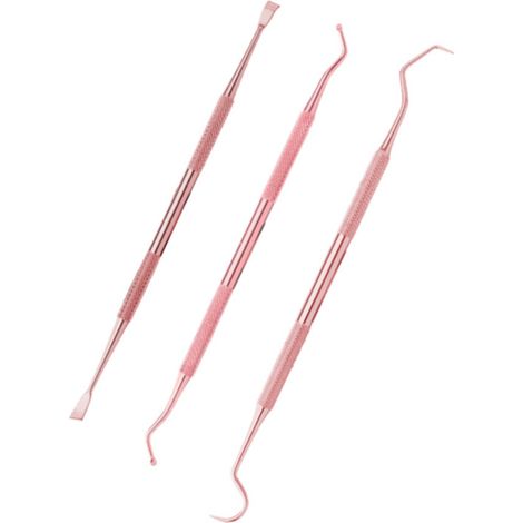 Kit 3 pièces Outils dentaires, Acier inoxydable, Sonde courbée et grattoir, Nettoyage tartre chien (1/5)