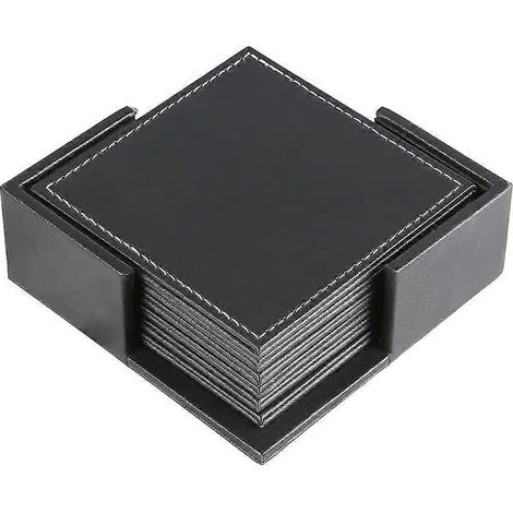 Ensemble de 6 sous-verres en cuir noir (1/5)
