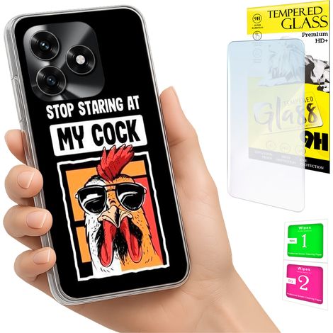 Custodia per Honor X5C Plus / X5C 4G, cover posteriore con vetro temperato 9H. (1/5)