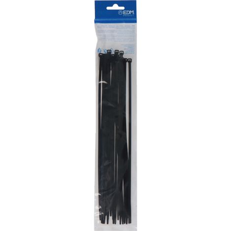 Bridas, nylon, alta calidad, negro, 300 x 4,8 mm, bolsa, 25 uds (1/4)