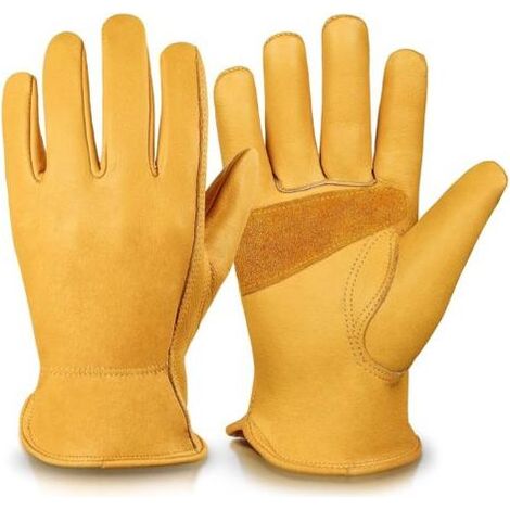 Gants de jardinage en cuir confortables et anti-coups de couteau pour le jardinage et les travaux ménagers pour hommes et femmes (taille L) (1/5)