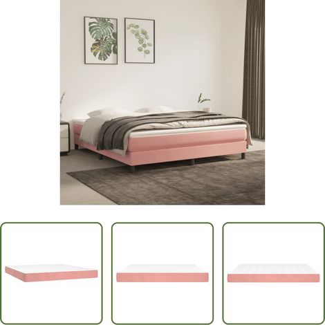 Samtmatratze -  Taschenfederkernmatratze Mittel Rosa 160x200x20 cm Samt