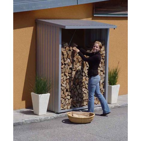 LEÑERO CASETA METALICA BIOHORT JARDIN WOODSTOCK 300 COLOR GRIS CUARZO (1/5)