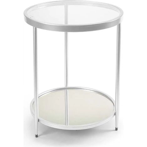 Table ronde en métal avec 2 étagères Ø40 x 52 cm