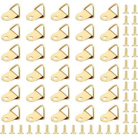 Ensemble de 50 crochets pour tableaux, crochets, cadre à anneaux triangulaires, rail de suspension avec 50 vis (1/5)