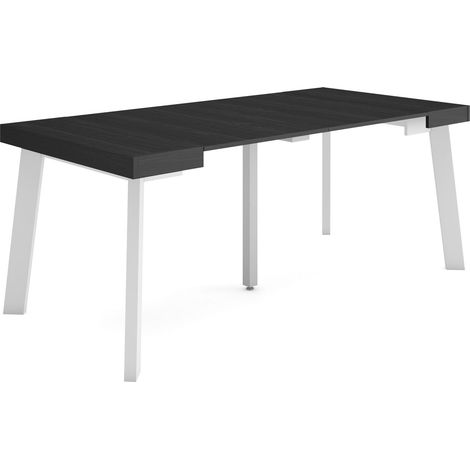 Skraut Home - Consolle allungabile, Tavolo consolle allungabile , 180, Per 8 persone, Gambe in legno, Stile moderno, Nero (1/5)