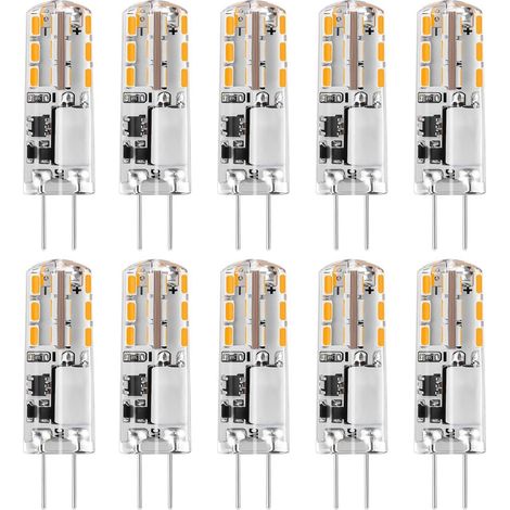 HOXILEELEO - Ampoules LED G4 12V AC/DC Blanc Chaud 3000K 120LM,2 W-15-20W Halogène G4 Capsule de Remplacement à Deux Broches Type JC -10 pcs (1/5)