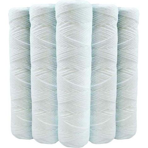 Lot de 5 Cartouches Bobinée Filtre à Eau Anti Sédiments 9 pouces 3/4-20 microns Compatibles Filtre 10 pouces (1/4)