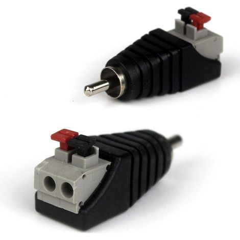 2-Pairs RCA Male Femelle vers 2 bornes à Femelle AV Audio Vidéo Ressort Appuyez sur Type connecteur Adaptateur (1/4)