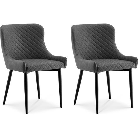 Dining Chairs,2x Faux Leather Upholstered Kitchen Leisure Chairs with Metal Legs Accent Chair, Grey (1/5)