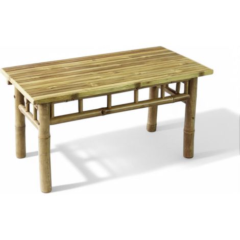 Tavolino rettangolare marrone in bamboo 90x45x45 cm stile moderno Aviaton 90 (1/3)