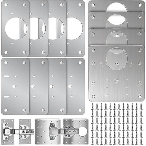 CCYKXA 12 Pièces Plaque Reparation Charniere Porte avec Vis, Kit de Réparation Charnière Meuble, Pièce de Réparation de Plaque Latérale de Charnière, Reparation Charniere Porte Placard pour Armoires M (1/5)
