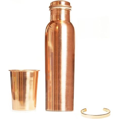 Set Cobre PURE botella 950 ml + vaso 250 ml + pulsera Gisane Clásica (1/4)