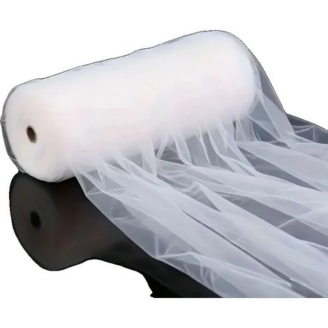 Tessuto di tulle, lunghezza 50 m, tinta unita, bianco, 30 cm x 5000 cm (1/2)