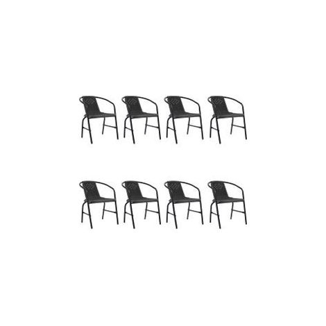 Chaises de jardin lot de 8 Rotin plastique et acier 110 kg (1/5)