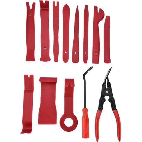 Desmontaje de molduras, desmontaje de paneles de coche rojos y negros, acero de alto carbono para sistemas de audio de automóviles, salpicadero -Crezuo (1/4)
