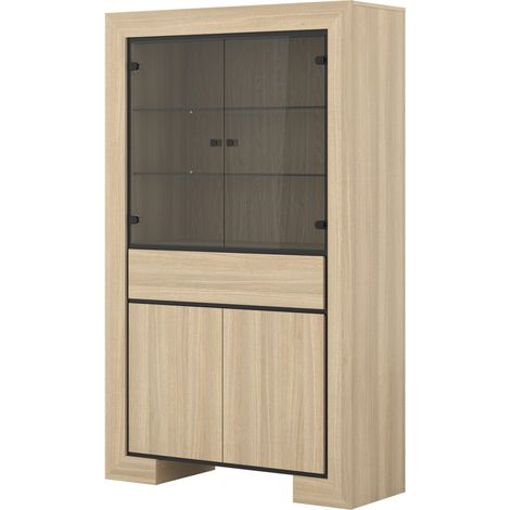 Große COPA Sammelvitrine – 4 Türen und 1 Schublade – Elegante Eiche – Ohne LED-Beleuchtung
