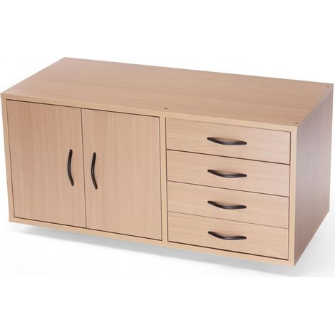 Armoire de rangement Ramia Hobby II 4 tiroirs livré non assemblé 100x41x46cm (1/3)