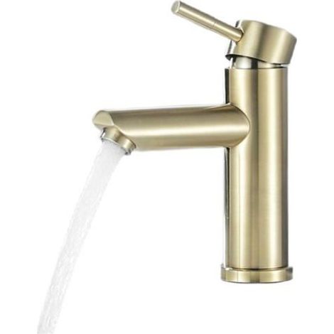 Grifos para lavabo, grifos para lavabo de agua fría y caliente, grifos para lavabo de oro cepillado - A2 (1/5)