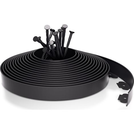 Randaco 10m Bordi in plastica per prato, bordi flessibili per giardino Bordi decorativi per prato con 30 picchetti di ancoraggio