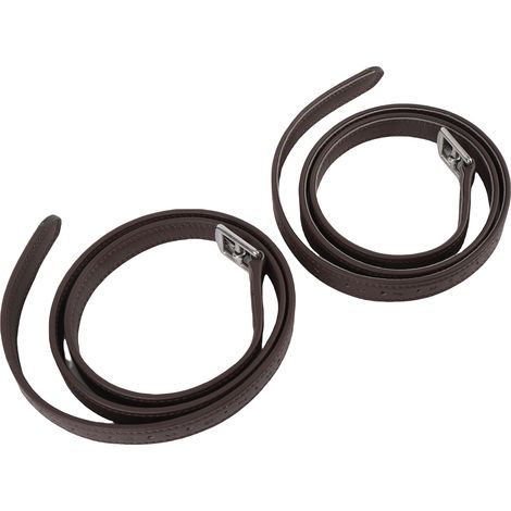 Lot de 2 sangles d'étriers en microfibre avec boucles en acier inoxydable, marron foncé, pour l'équitation (1/5)