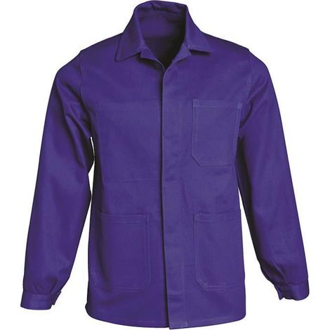 Veste de Travail Homme Coton 310g/m2 Boutons - Bleu Bugatti - 3 Poches - BTP Industrie Mecanique - Taille 40