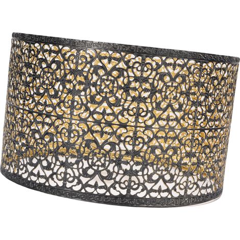 Abat-jour en métal E14 E27 en fer ajouré, abat-jour cylindrique décoratif moderne pour Table, mur, plafond, noir et or