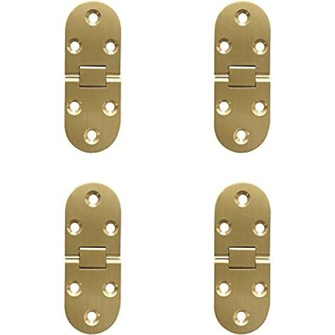 CCYKXA 180 Degree Flip Hinges Brass Round Edge with Screws Hinge for Folding Table Furniture Cabinet Doors Wooden Box Anti Rust Copper Polishing Pack of 4 (1/4)