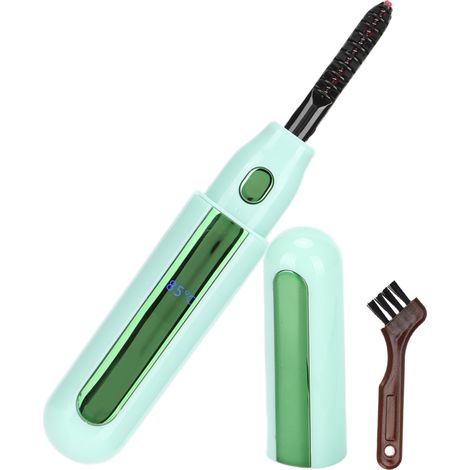 Recourbe-cils électrique rechargeable USB, outil de cintrage longue tenue, chauffe-cils vert, sans fil (1/5)