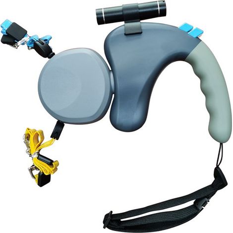 Laisse double pour 2 chiens – 3 mètres – Jusqu'à 15 kg – Ligne de promenade – Bandes réfléchissantes – Lampe torche intégrée – Rotation à 360° – Réglage possible – Grise (1/5)