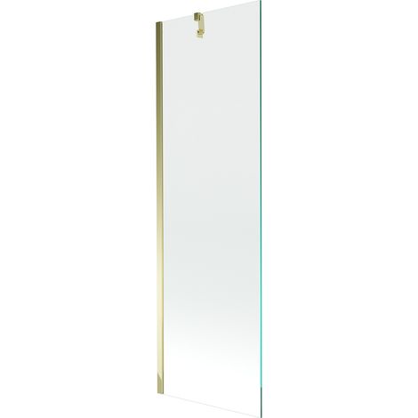 Mampara de Bañera 1 hoja Vidrio transparente, 60x150 cm, Perfil dorado