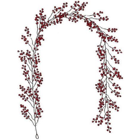 Guirlande de Noël de 1,95 m (6,39 pi) en baies rouges artificielles, flexible, pour la décoration de cheminée et les fêtes de fin d'année. (1/5)