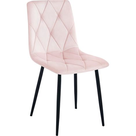 Sedia Libra in Velluto Rosa Cipria con Gambe Nere (1/5)