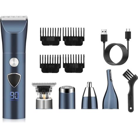 Tondeuse à barbe électrique sans fil 5 en 1 pour homme, tondeuse à cheveux, moustache et nez (1/5)