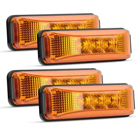 Lot de 4 Feux de Gabarit pour Remorque à 3 LED - Feux de Position Latéraux LED 12V/24V 103mm Étanches Universels Feu Remorque pour Camion Remorque Camping-Car Bateau Poids Lourd (Jaune) (1/5)