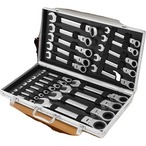 Juego de llaves inglesas, 22 piezas, tamaño de llave ajustable de 6 a 32 mm, dimensiones 60 x 30 x 8,5 cm, peso bruto 8,2 kg, peso neto 8 kg. (1/5)