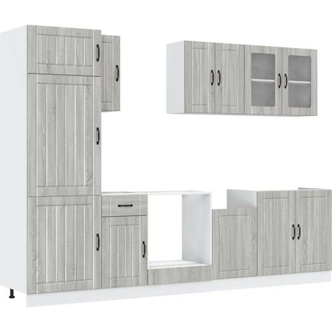 Maison Exclusive - Mueble cocina Kalmar sonoma gris 8 pzas madera