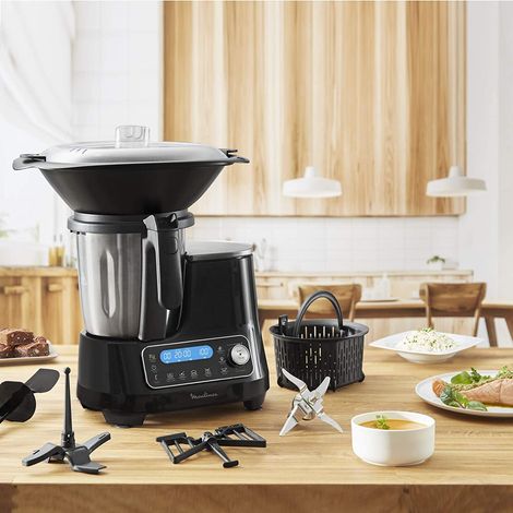 MOULINEX HF456810 Clickchef Robot cuiseur multifonction compact, 5 programmes auto, 32 fonctions, Balance intégrée, Noir (1/5)