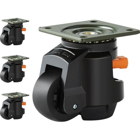 VEVOR Ruote Girevoli per Mobili Set di 4 Ruote Livellanti per Carichi Pesanti Capacita di Carico Max. 1000 kg Diametro 63,5 mm, Ruote Girevoli Regolabili con Piedini per Mobili Banco di Lavoro 4 Pezzi (1/5)