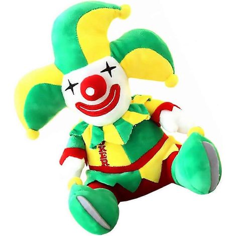 Clown en peluche, adorable poupée clown verte, oreiller de sommeil, poupée en peluche, poupée mannequin, clown doux, décoration de sécurité ou de bureau, décoration intérieure, clown en peluche de 28 (1/5)
