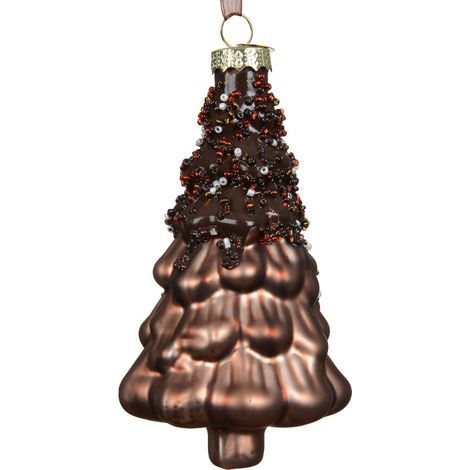 Anhänger Tannenbaum schokobraun mit Pailletten
