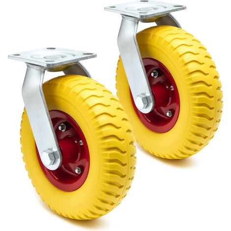 Wiltec Set 2 ruote girevoli da trasporto, antiforatura, 220x58 mm, 100 kg/ruota, con piastra di montaggio