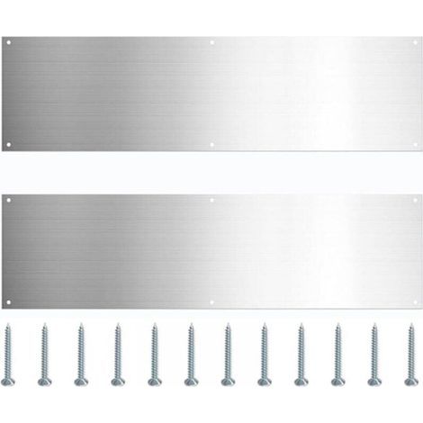 Juego de 2 placas de umbral de puerta de acero inoxidable, panel de protección inferior de metal para puerta, zócalo resistente a los arañazos con tornillos para puertas interiores y exteriores. (1/4)