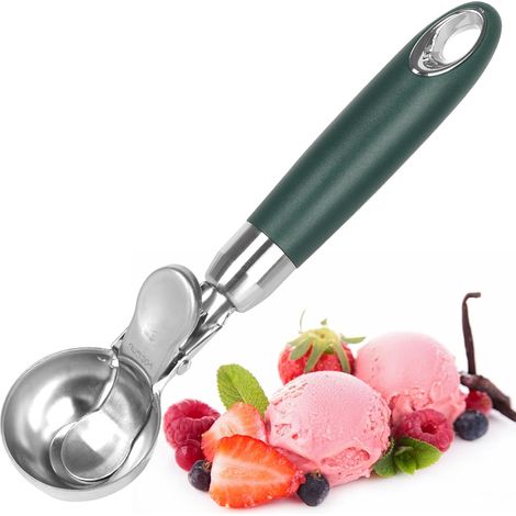 Portionneur de crème glacée en acier inoxydable avec gâchette et poignée confortable pour boules de crème glacée, cuisson, moules à melons, moules à billes, portionneur de boules de glace pour (1/5)