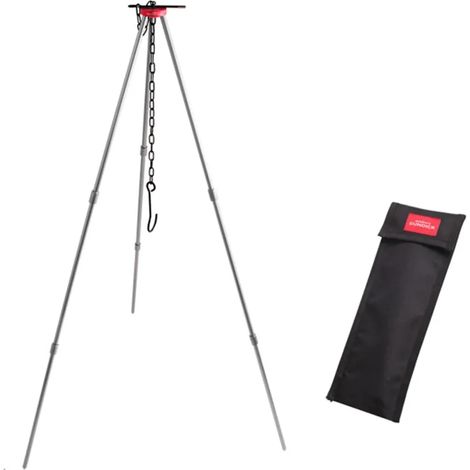 Trépied de camping pour feu de camp, support triangulaire portable, cadre de feu de camp pour pique-nique, support pour casserole suspendue, réchaud de camping portable (1/5)