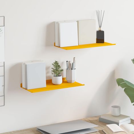 Schwebendes Regal 2 pcs Senfgelb 40 x 18 x 2,5 cm Stahl