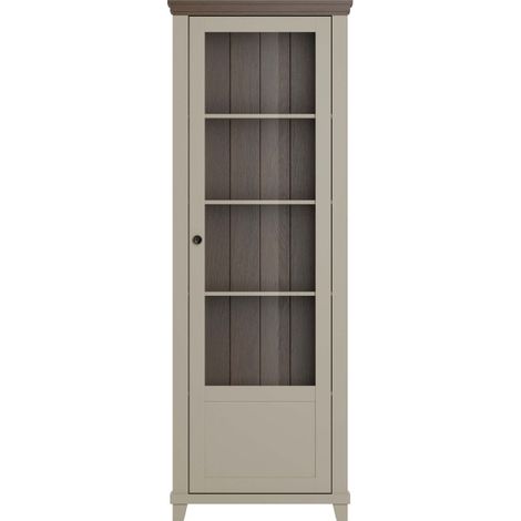Vitrine 1 porte ouverture droite Martin Beige et Bois (1/5)