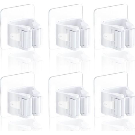 6 Pieces Without Drilling Door Brushes Wall-mounted, Bracket Brushes Wall-mounted for the Kitchen, Rue, The bathroom, The Garage (White 6 pieces) (1/5)