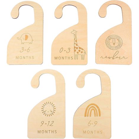 Lot de 5 séparateurs pour vêtements de bébé, séparateurs de placard pour chambre d'enfant, organisateur de garde-robe créatif-18x10cm (1/2)