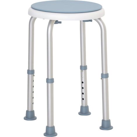 Tabouret de douche siège de douche antidérapant tabouret de bain hauteur réglable pivotant à 360° en aluminium (1/5)